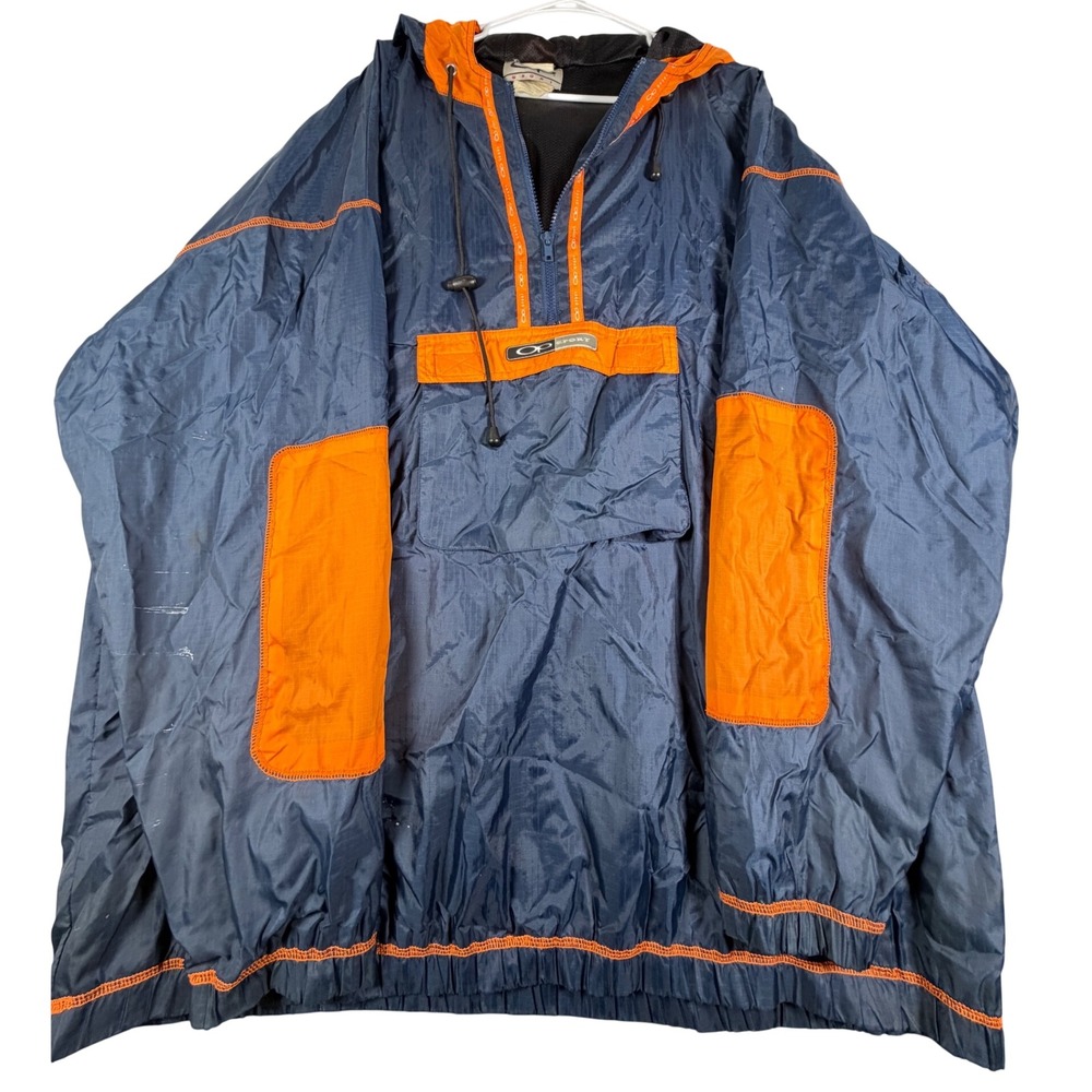 Vintage OP Sport Ocean Pacific Anorak Windbreaker Navy Orange 2XL Pullover